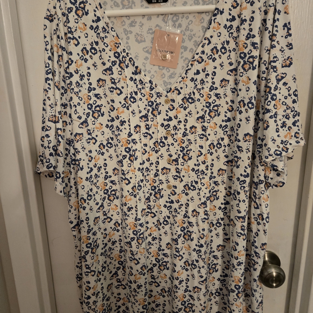 BloomChic Animal Print Top with Button Detail